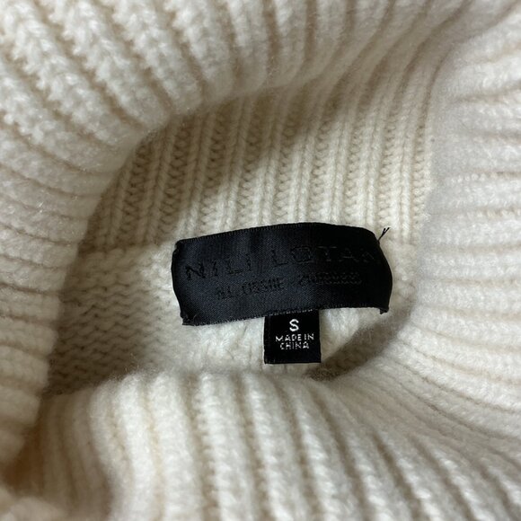 Nili Lotan Lela Ivory 100% Cashmere Cropped Cable Knit Turtleneck Sweater S - Picture 5 of 7